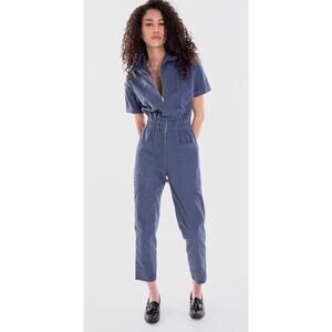OVERLOVER Miami Blue Poplin Cotton Jumpsuit Size Small